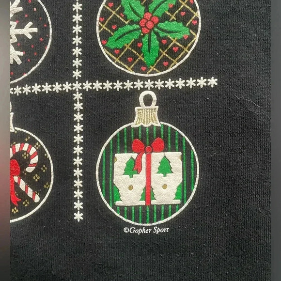 80s Granny Christmas sweatshirt polo collar puffy paint GOPHER sz XL RetRo FAB - Picture 6 of 11